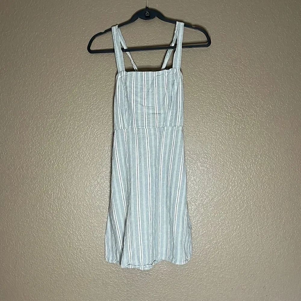 Cotton on linen gray and white striped dress size M